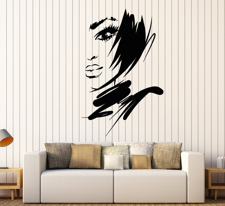 Vimyl Wall Decal Beautiful Face Girl Fashion Model Sexy Lips Stickers Unique Gift (1778ig)