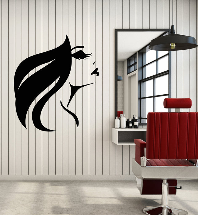 Autocollant mural en vinyle pour fille, visage, beauté, salon de coiffure, coiffure, maquillage (3471ig)