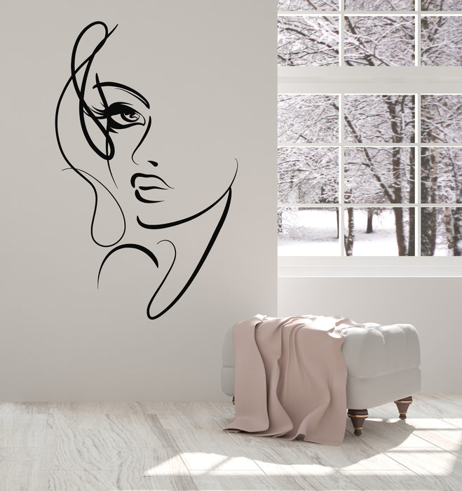 Vinyl Wall Decal Abstract Woman Face Beautiful Girl Beauty Salon Stickers (3720ig)
