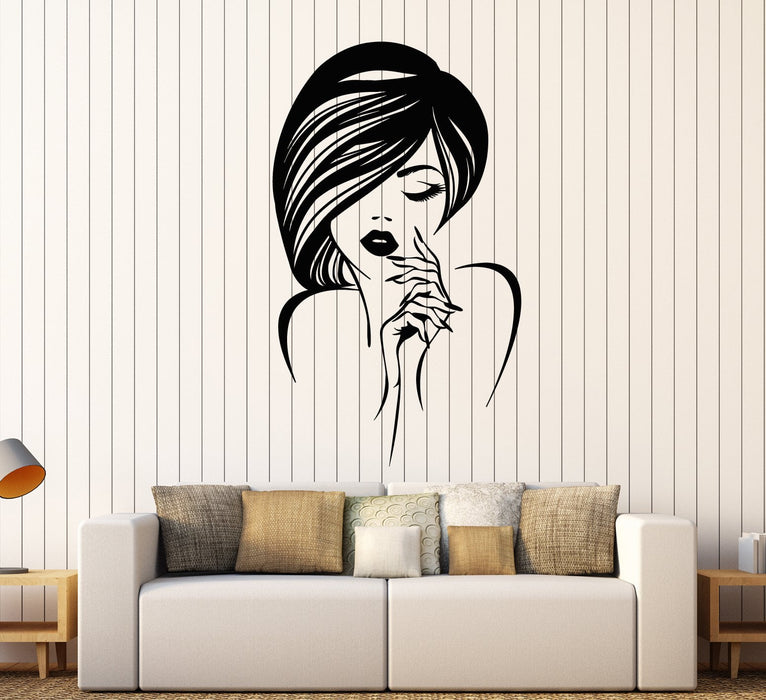 Vinyl Wall Decal Beauty Hair Manicure Salon Fashion Makeup Stickers (2394ig)
