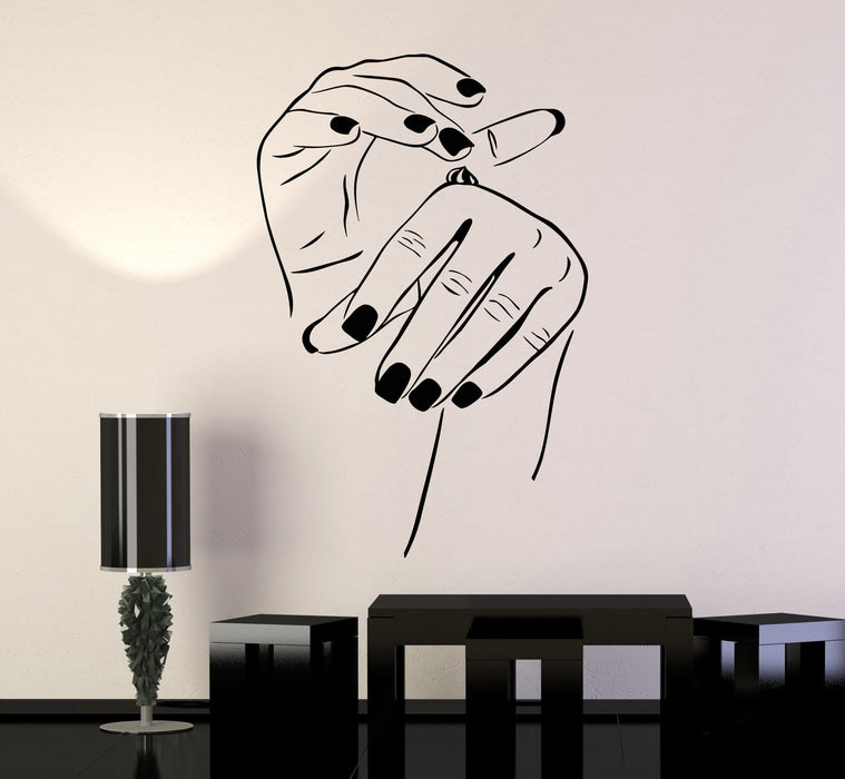 Vinyl Wall Decal Beauty Salon Cosmetics Hand Woman Girl Room Stickers Unique Gift (055ig)