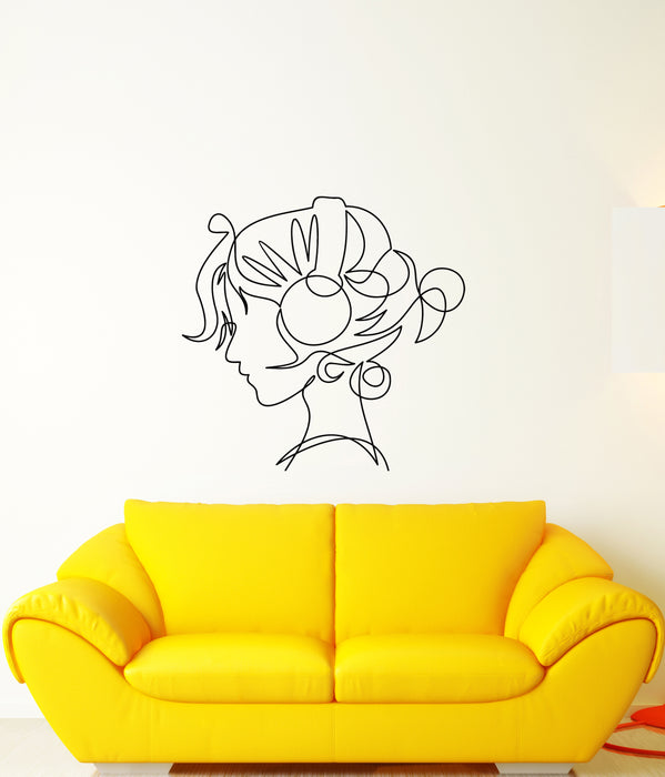 Vinyl Wall Decal Abstract Girl Head Music Lover Headphones Stickers (3918ig)