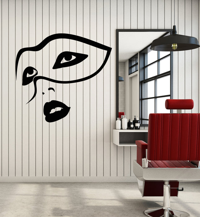 Vinyl Wall Decal Carnival Party Face Mask Sexy Girl Lips Stickers (3452ig)