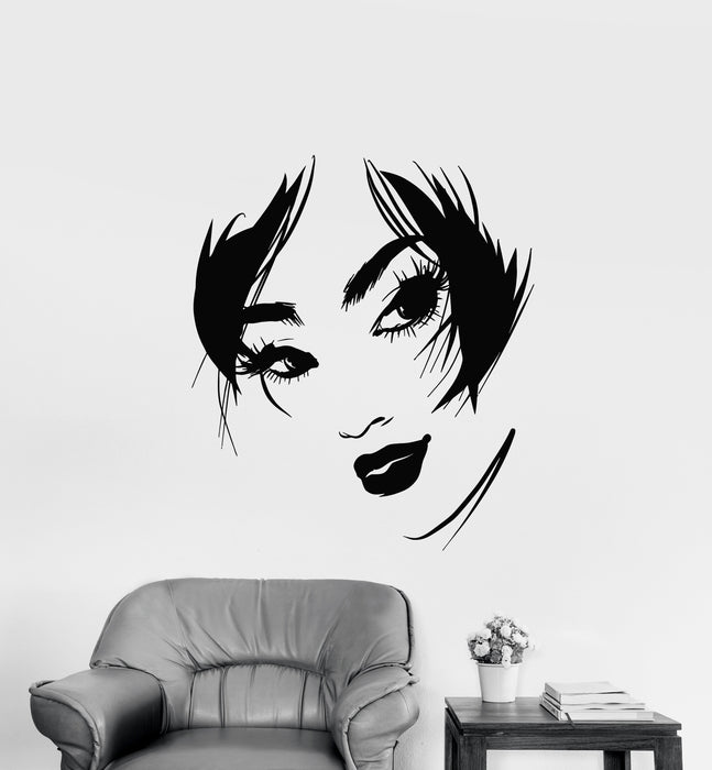 Vinyl Wall Decal Abstract Beautiful Girl Face Sexy Lips Eyes Stickers (3137ig)