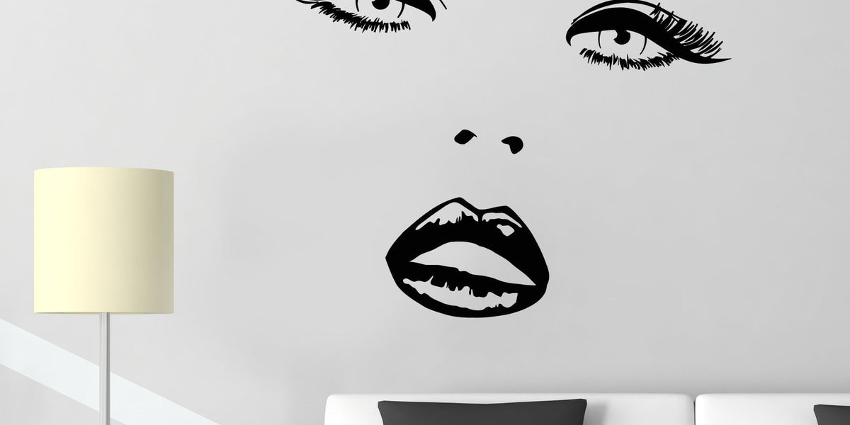 Vinyl Wall Decal Sexy Girl Face Makeup Lips Eyes Beauty Salon Stickers — Wallstickers4you 