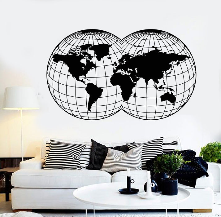 Vinyl Wall Decal Globe Map Of World Room Decoration Stickers Unique Gift (1471ig)
