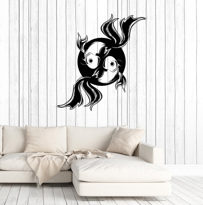 Vinyl Wall Decal Koi Carp Japanese Fish Asian Style Yin Yang Stickers Unique Gift (1515ig)
