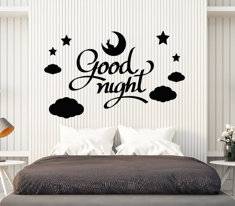 Vinyl Wall Decal Words Quote Good Night Stars Moon Rabbit Stickers (2199ig)