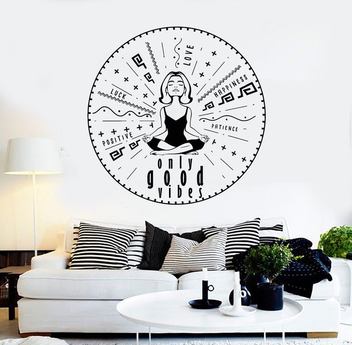 Виниловые наклейки на стену только хорошие вибрации йога медитация наклейки уникальный подарок (ig4333)
