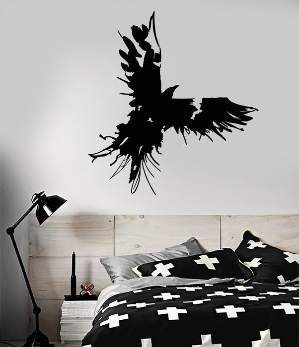 Vinyl Wall Decal Raven Blot Gothic Style Bird Feathers Stickers Unique Gift (2107ig)