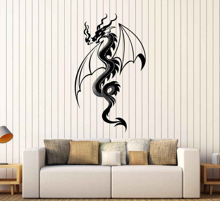 Vinyl Wall Decal Fire Breathing Dragon Fantasy Fairy Tale Stickers Unique Gift (1585ig)