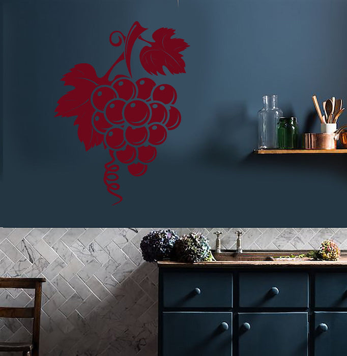 Vinyl Wall Decal Wine Grapes Fruit Food Kitchen Design Stickers Unique Gift (752ig)