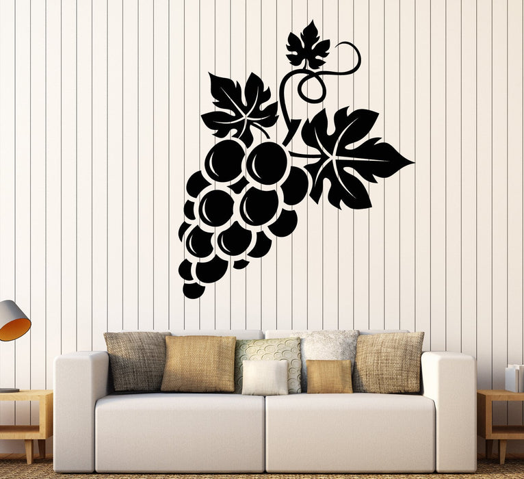 Vinyl Wall Decal Bunch Of Grapes Fruit Wine Kitchen Decor Stickers (2674ig)