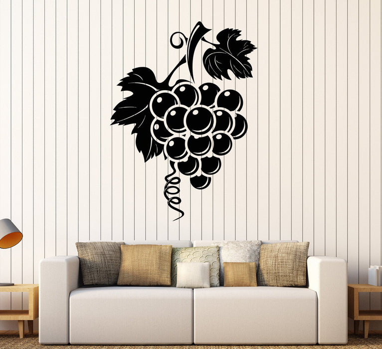 Vinyl Wall Decal Wine Grapes Fruit Food Kitchen Design Stickers Unique Gift (752ig)