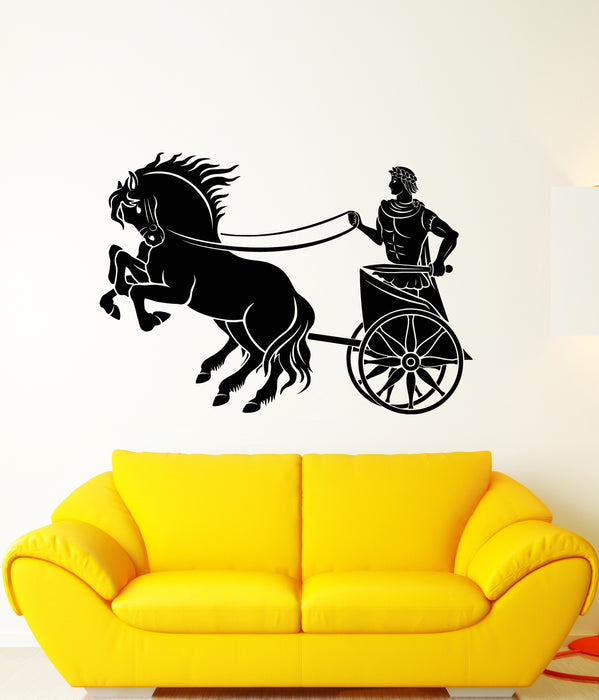 Vinyl Wall Decal Ancient Rome Caesar Chariot Horses Stickers (3253ig)