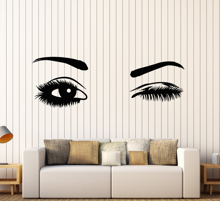 Vinyl Wall Decal Wink Beautiful Girl Eyes Eyebrows Stickers (2281ig)