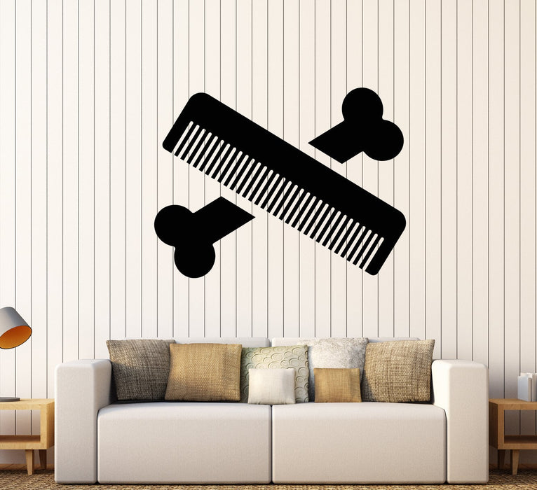 Vinyl Wall Decal Bone Comb Pets Grooming Services Beauty Salon Stickers Unique Gift (1742ig)