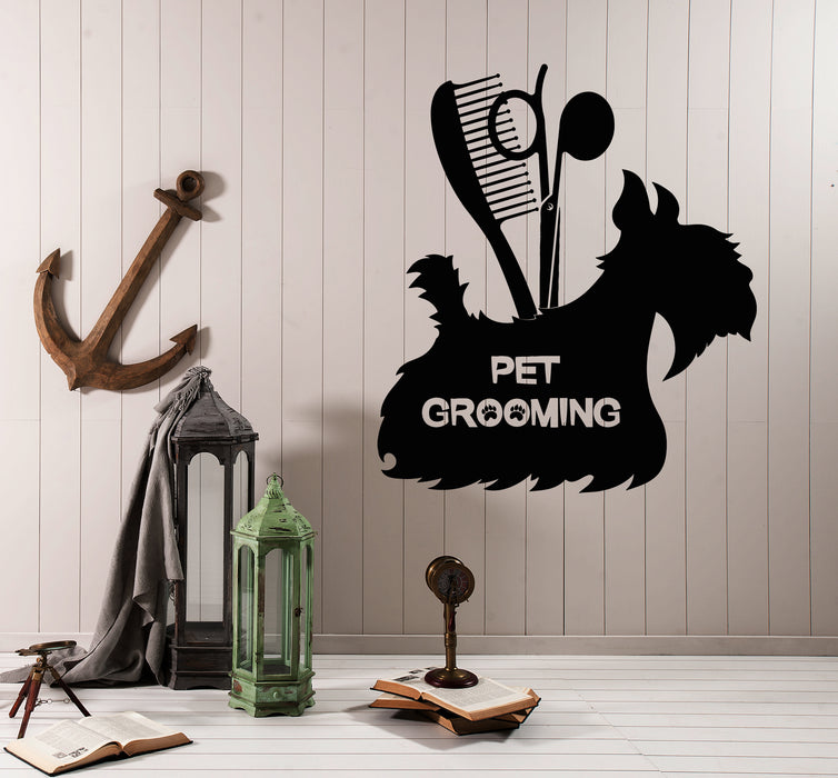 Vinyl Wall Decal Pet Dog Grooming Salon Logo Stickers (4052ig)