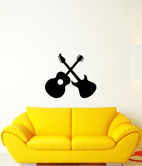 Vinyl Wall Decal Electric and Acoustic Guitar Musician Stickers (3996ig)