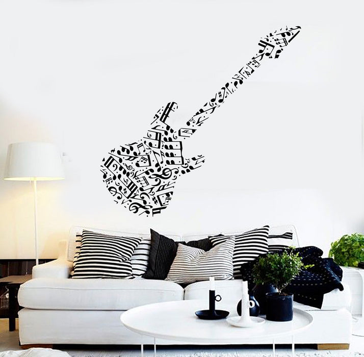 Vinyl Wall Decal Guitar Musical Instrument Notes Music Stickers Unique Gift (ig4291)