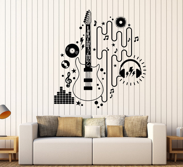 Vinyl Wall Decal Electric Guitar Player Musician Rock Music Stickers Unique Gift (1514ig)