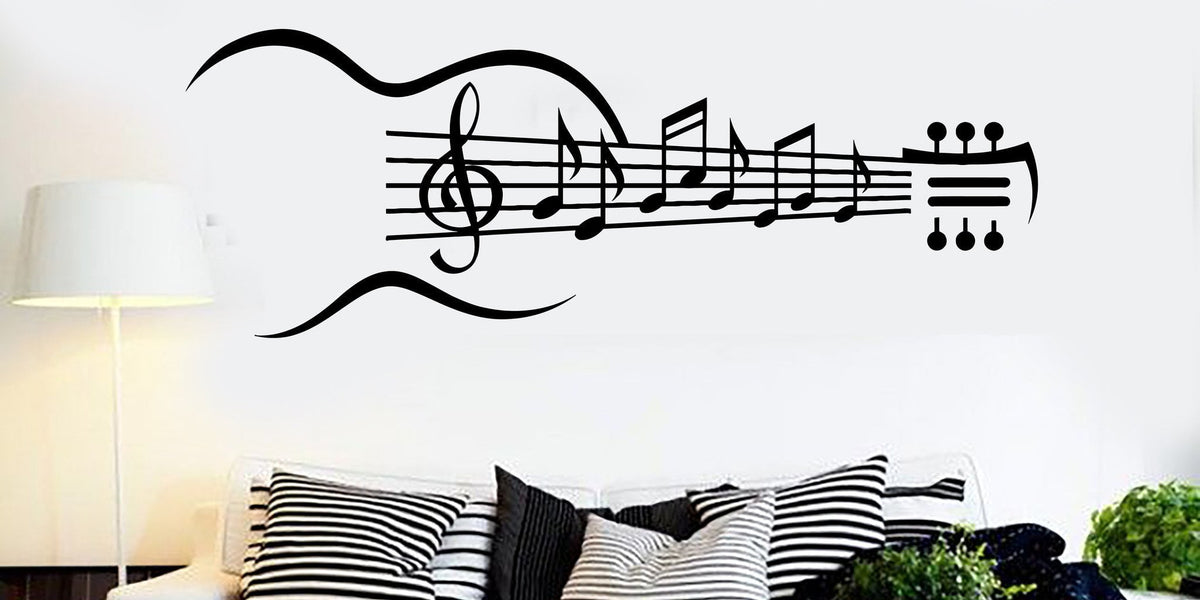 Vinyl Wall Decal Guitar Musical Instrument Music Notes Stickers Unique ...