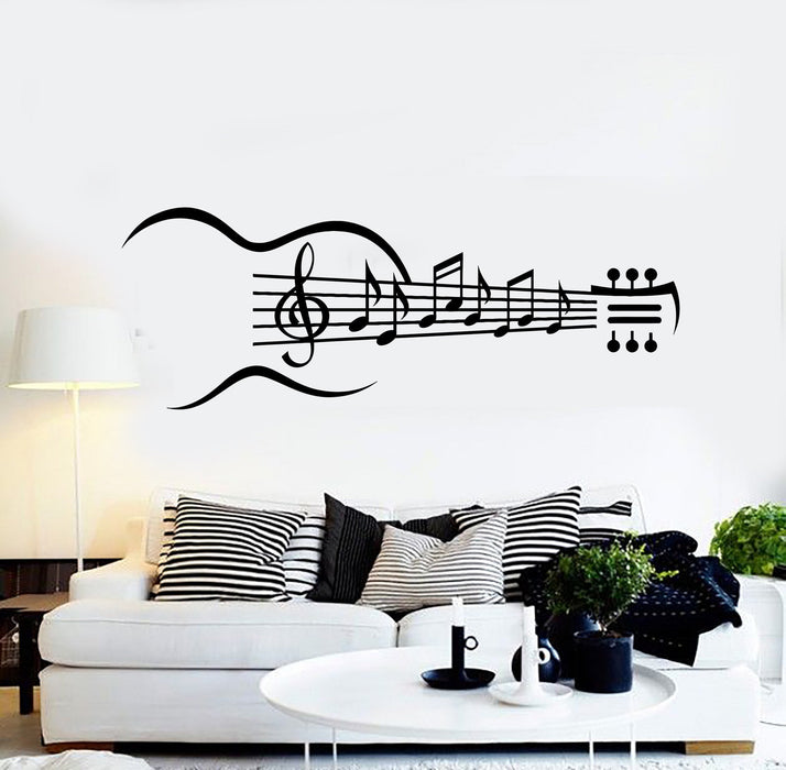 Vinyl Wall Decal Guitar Musical Instrument Music Notes Stickers Unique Gift (ig4353)