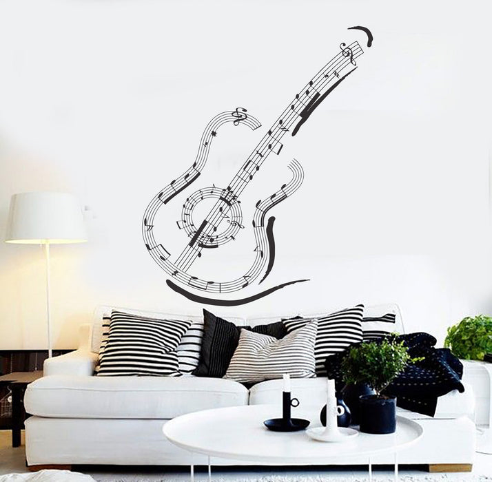 Vinyl Wall Decal Guitar Music Notes Musical Art Stickers Mural Unique Gift (ig4606)