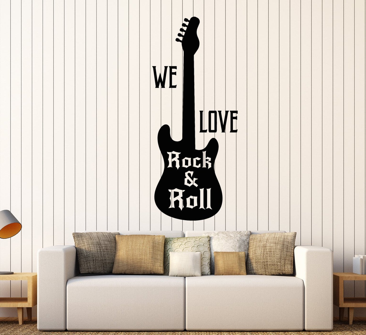 Vinyl Wall Decal Electric Guitar Rock'n'roll Rock Music Musician Stick ...