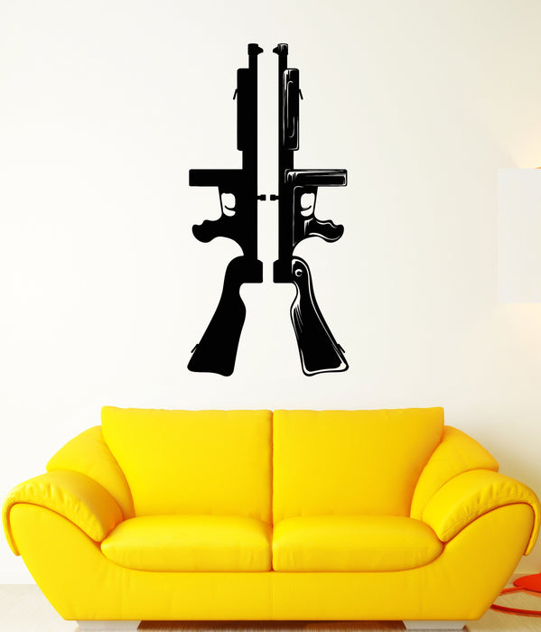 Vinyl Wall Decal Submachine Gun Army Soldier Killer Weapons Stickers Unique Gift (1977ig)