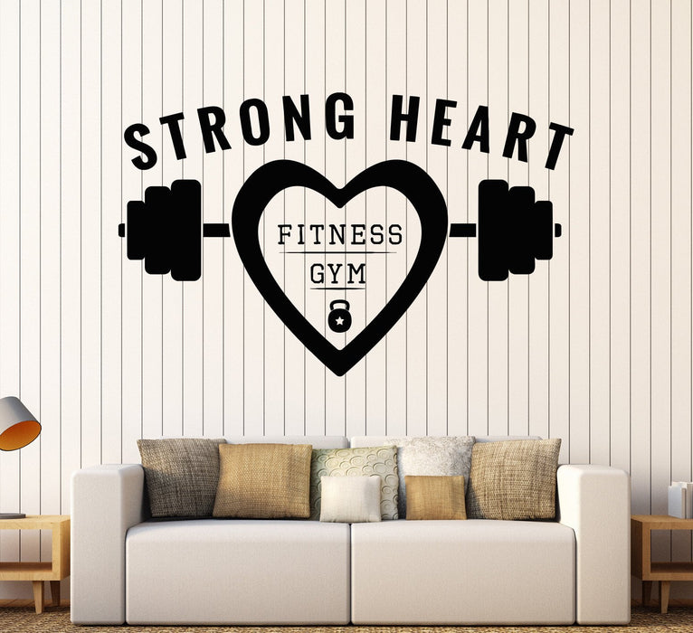 Vinyl Wall Decal Fitness Center Gym Strong Heart Health Sport Stickers Unique Gift (1073ig)