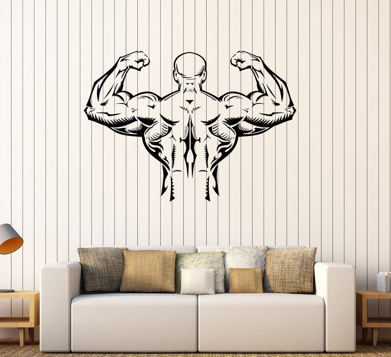 Vinyl Wall Stickers Gym Muscled Body Bodybuilding Fitness Mural Unique Gift (167ig)