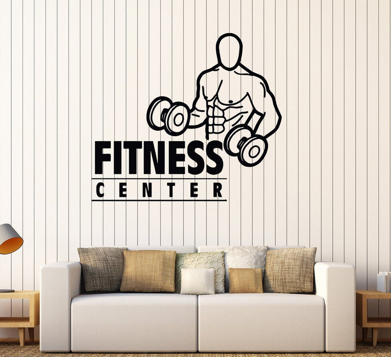 Vinyl Wall Decal Fitness Center Gym Bodybuilding Sports Stickers Mural Unique Gift (484ig)