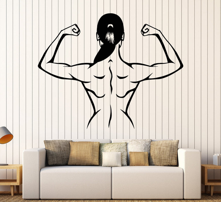 Vinyl Wall Decal Muscles Gym Fitness Girl Beautiful Body Sports Health Stickers Unique Gift (890ig)