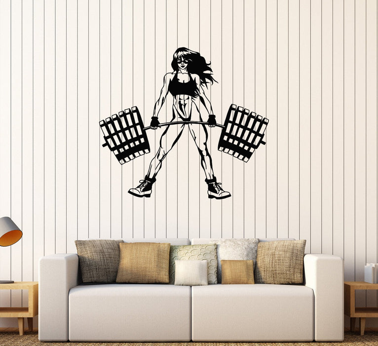 Vinyl Wall Decal Woman Fitness Gym Beauty Sport Motivation Stickers Unique Gift (604ig)