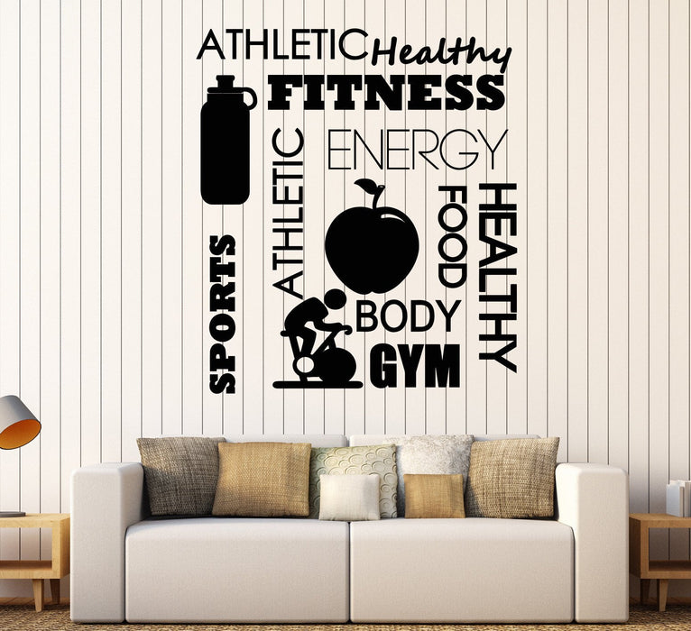 Vinyl Wall Decal Healthy Lifestyle Sport Fitness Words Stickers Unique Gift (1055ig)