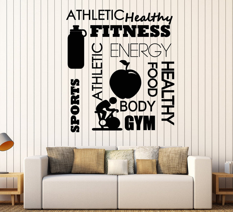 Autocollant mural en vinyle pour mode de vie sain, sport, fitness, mots, cadeau unique (1055ig)