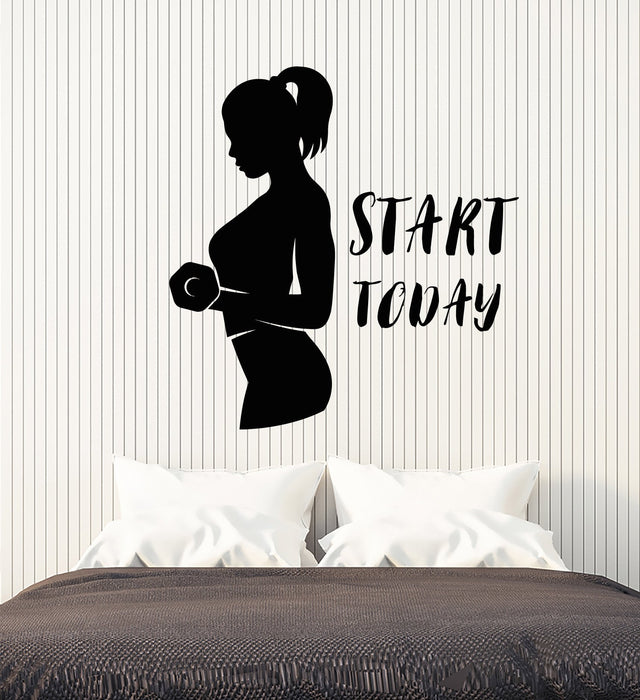 Vinyl Wall Decal Home Gym Fitness Girl Motivation Quote Stickers (3014ig)