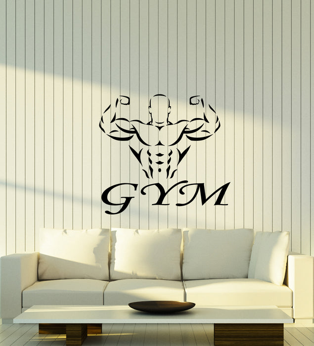 Vinyl Wall Decal Gym Fitness Logo Muscles Beautiful Body Stickers (3146ig)