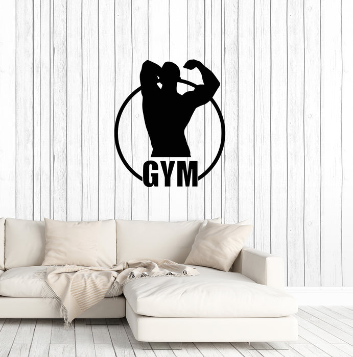Vinyl Wall Decal Gym Fitness Logo Word Muscular Body Stickers (3706ig)