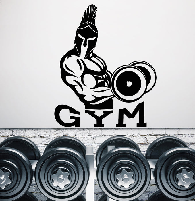 Vinyl Wall Decal Spartan Warrior Helmet Gym Muscles Logotype Stickers (2738ig)