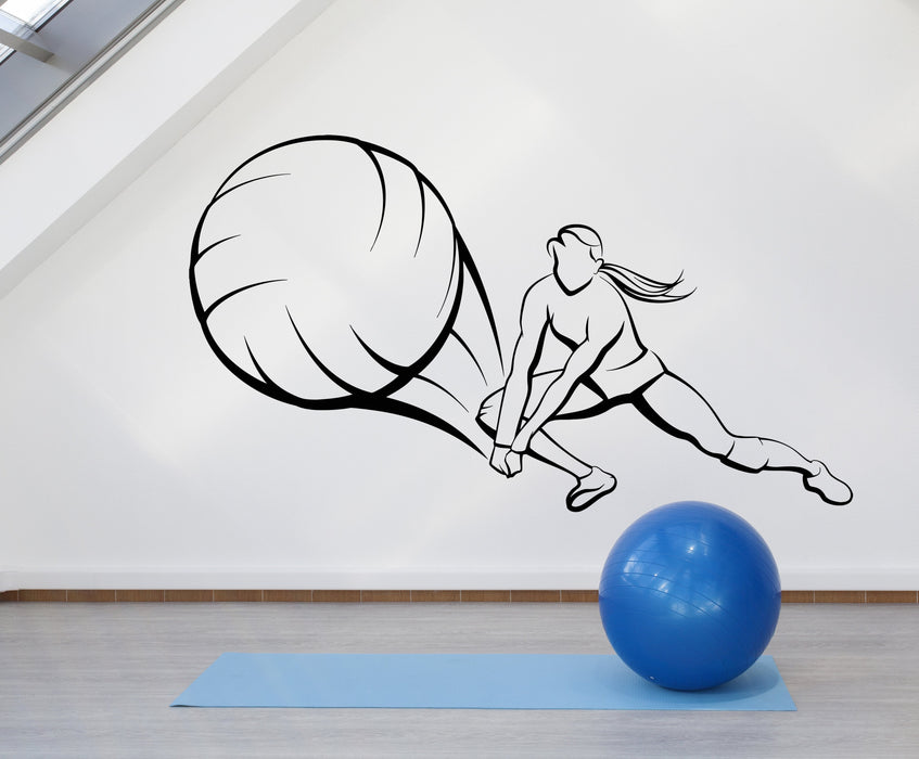 Autocollant mural en vinyle Sport Beach Volleyball Ball Girl Player Woman Stickers Cadeau unique (1301ig)