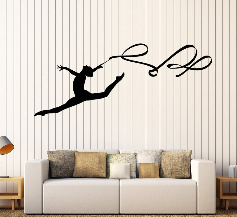 Vinyl Wall Decal Gymnastics Ribbon Sport Beautiful Women Stickers Unique Gift (992ig)
