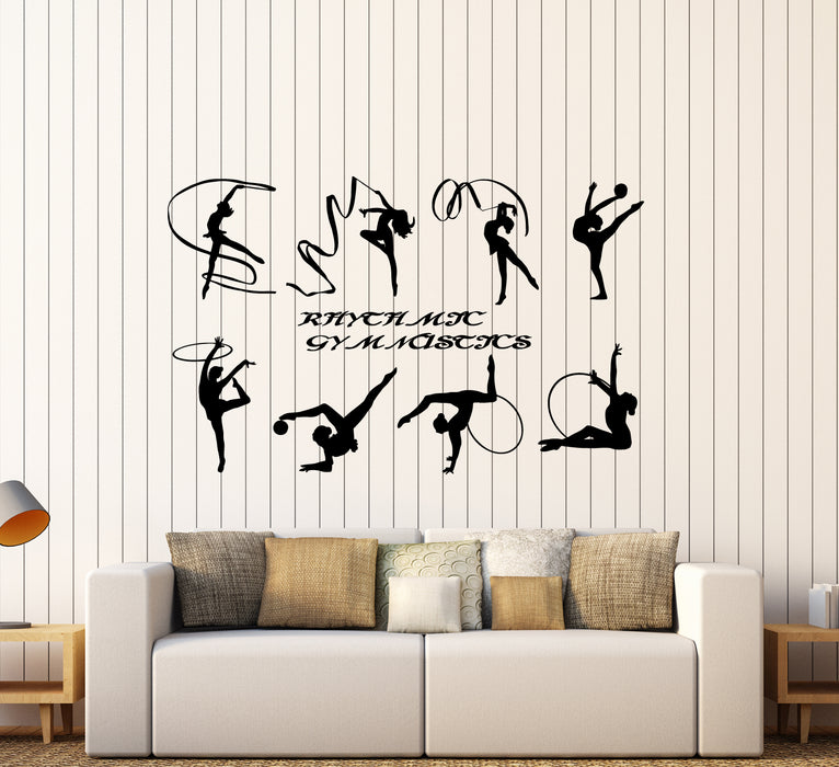 Autocollant mural en vinyle avec logo de l'école de gymnastique rythmique pour fille (3249ig)