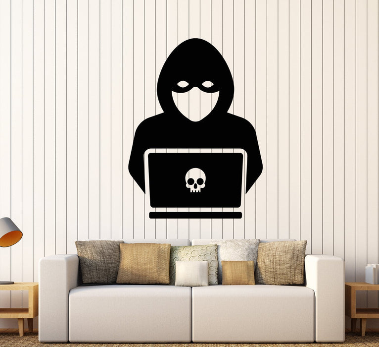 Vinyl Wall Decal Computer Hacker Programmer Skull Stickers (2342ig)