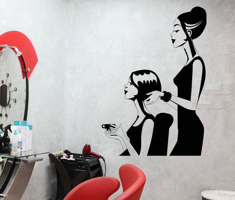 Виниловые наклейки на стену Салон красоты Парикмахерская Девушки Парикмахерская Прическа Наклейки Уникальный подарок (1543ig)