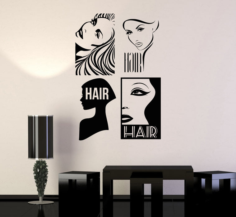 Vinyl Wall Decal Hair Salon Barbersop Barber Hairdresser Stickers Unique Gift (194ig)