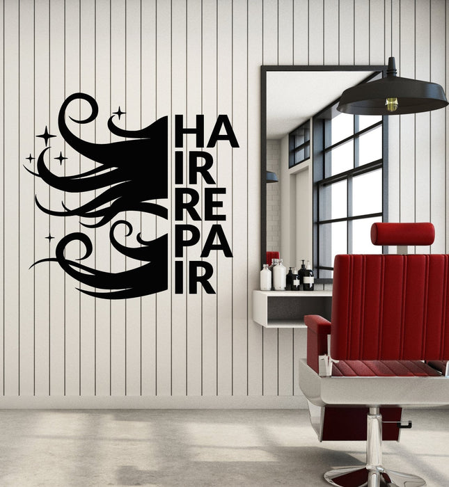 Vinyl Wall Decal Beauty Hair Repair Salon Logo For Barber Stickers (3073ig)