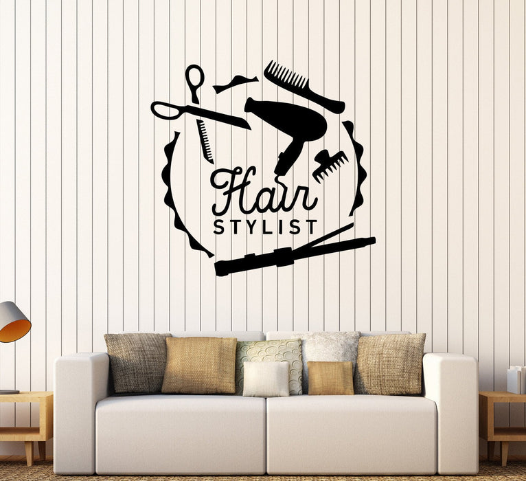 Vinyl Wall Decal Hair Stylist Barber Tools Beauty Stickers Mural Unique Gift (404ig)