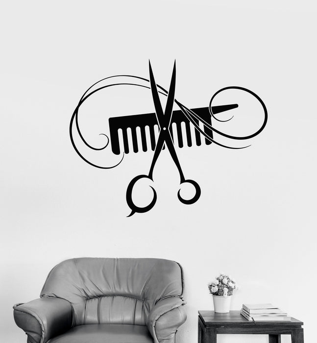 Vinyl Wall Decal Barber Beauty Salon Hairdresser Hair Stylist Stickers Unique Gift (993ig)